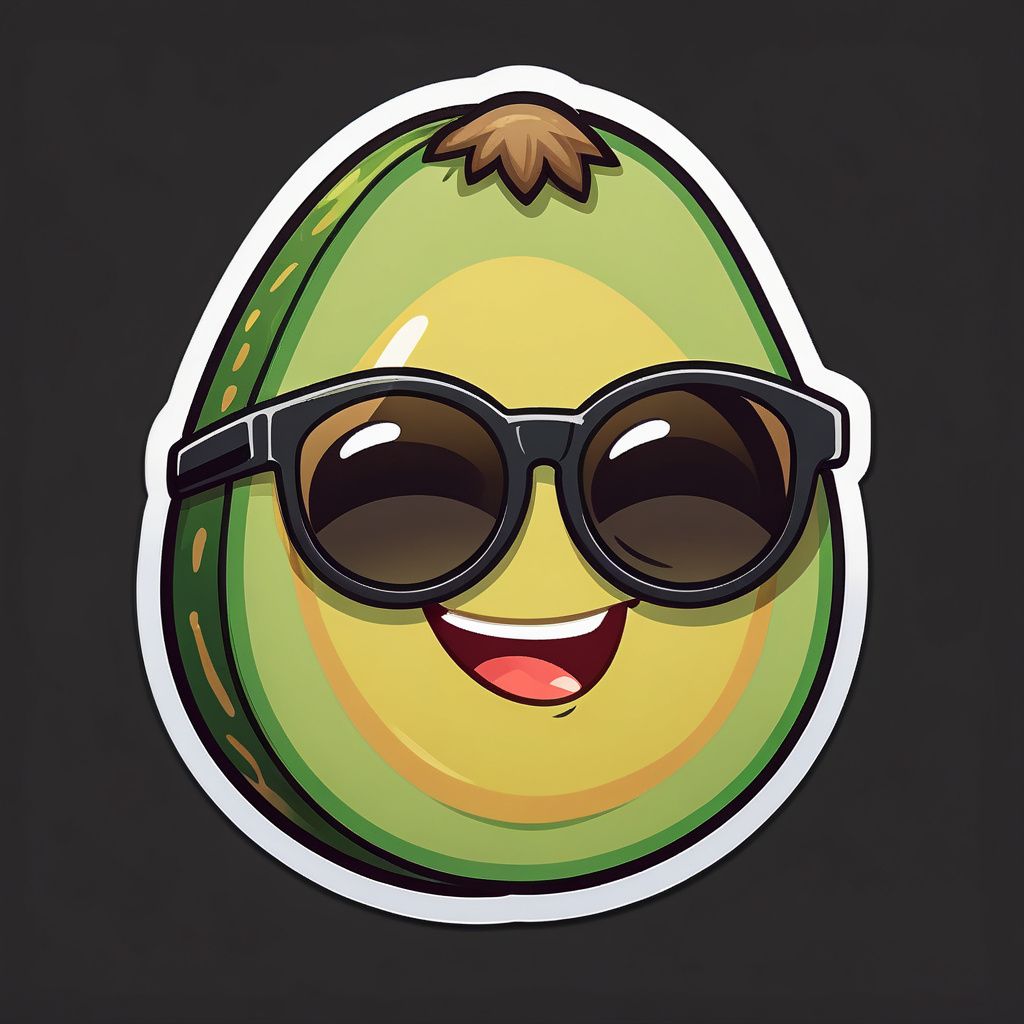 A smiling avocado with sunglasses sticker, ClipSkip 1