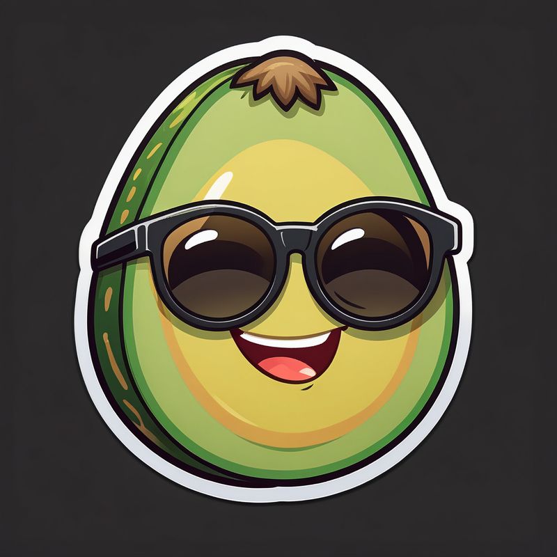 A smiling avocado with sunglasses sticker, ClipSkip 1