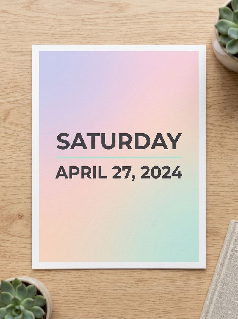 A minimalist card showing a date and day of the week