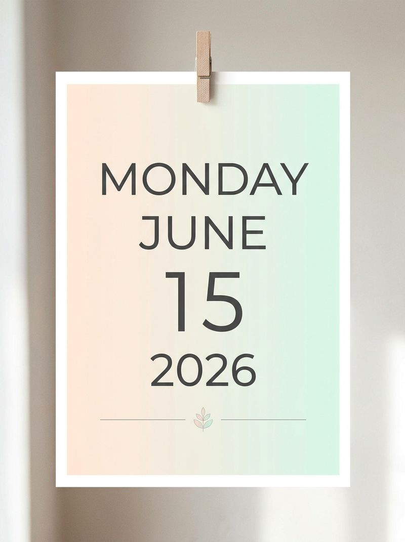 A minimalist card showing the correct current date and day of the week