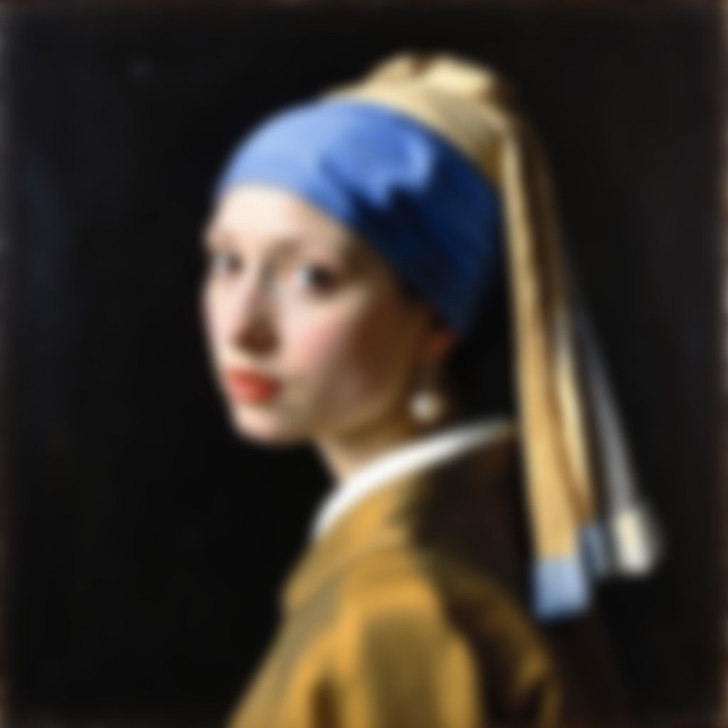 Blurred version of Girl with a Pearl Earring used as structural guidance