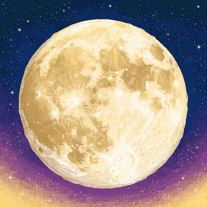 A close-up illustration of the full moon