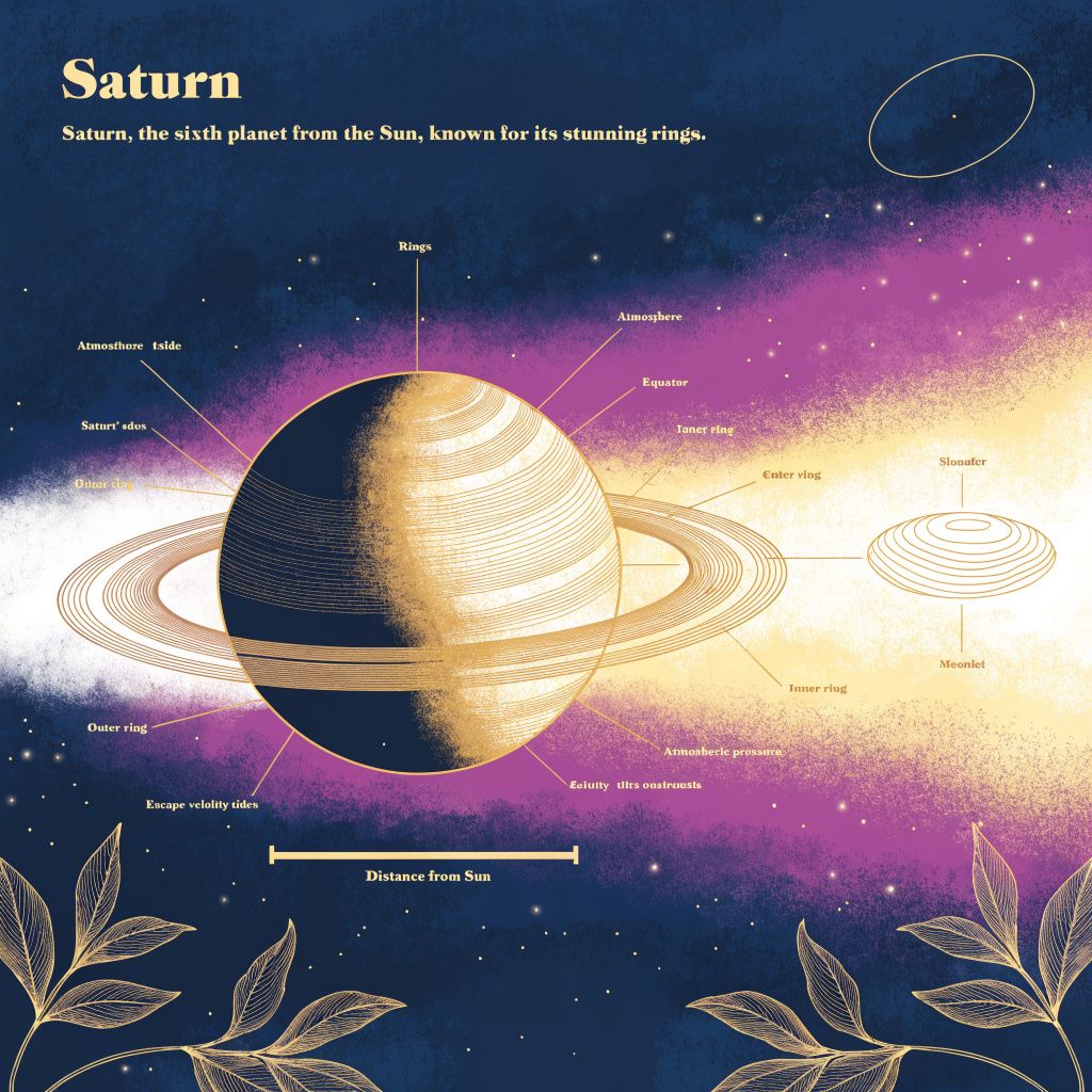 A scientific diagram of Saturn with its rings