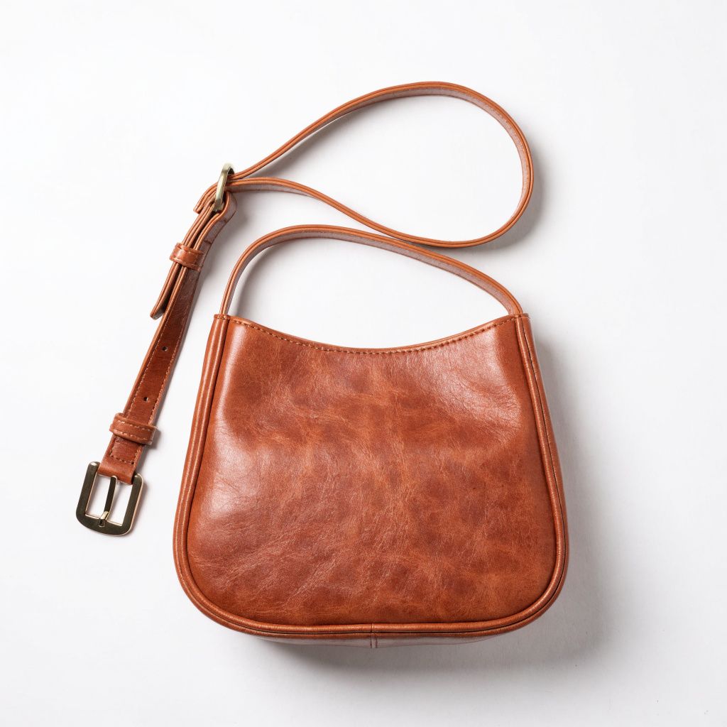 A cognac leather crossbody bag
