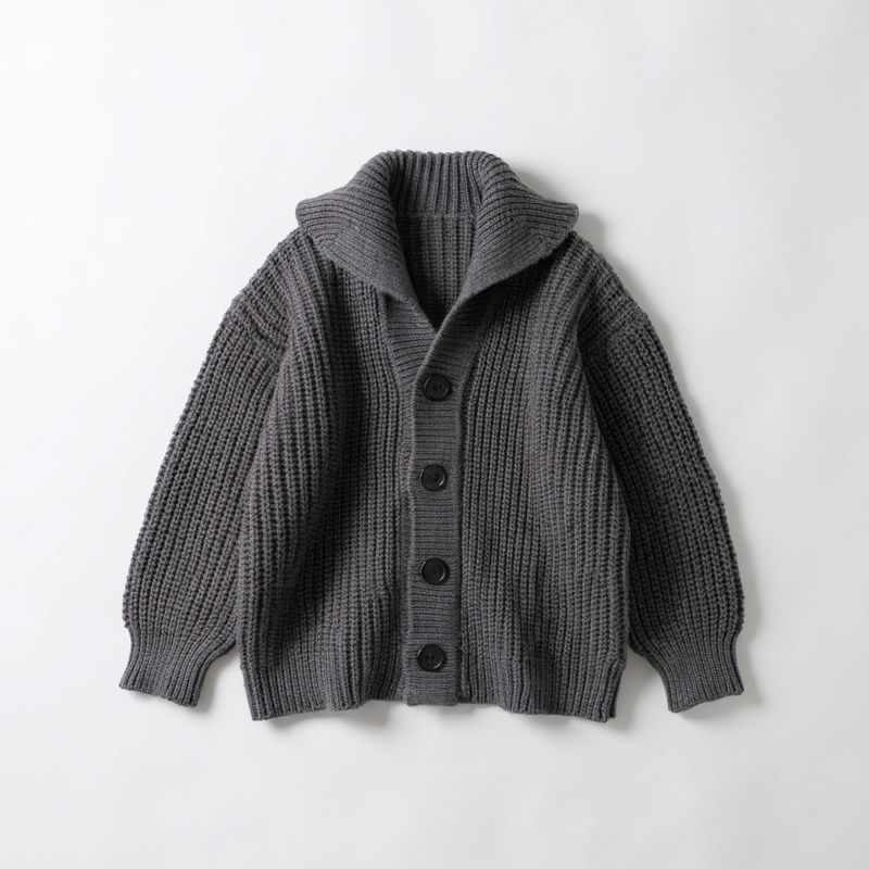 Flat-lay of the charcoal chunky cardigan