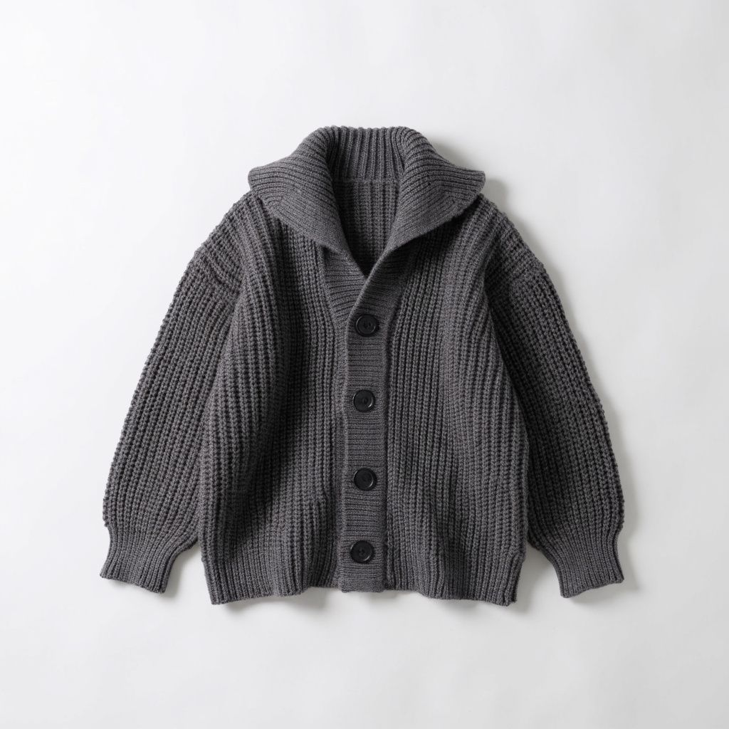 Flat-lay of the charcoal chunky cardigan