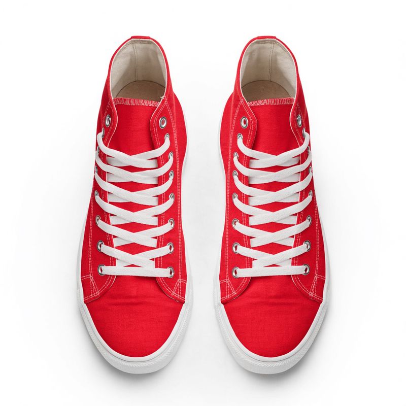 Red high-top canvas sneakers