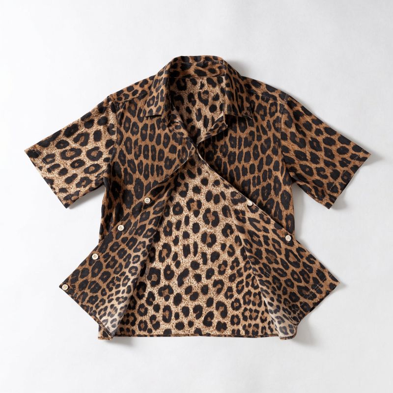 An open leopard-print short-sleeve shirt