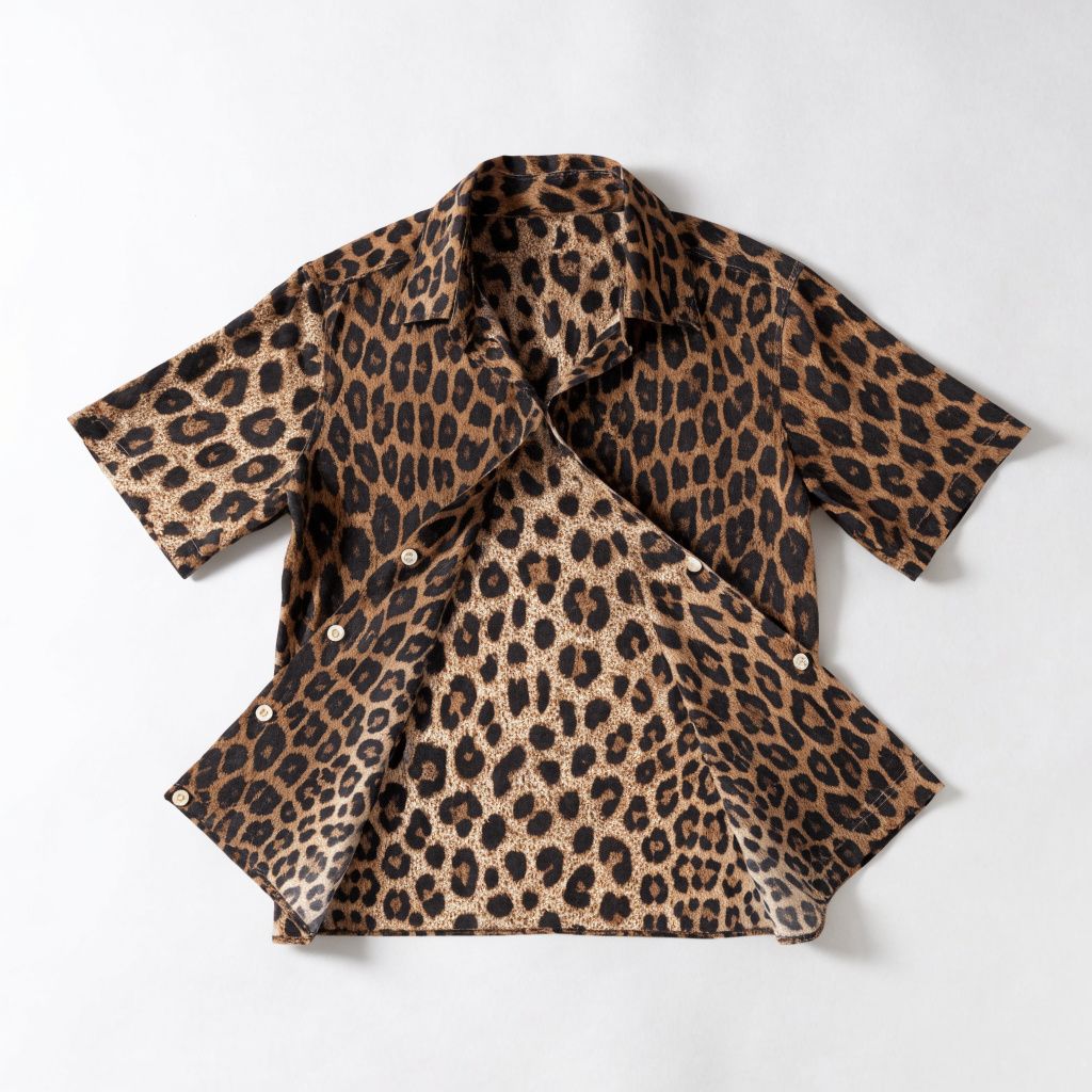 An open leopard-print short-sleeve shirt