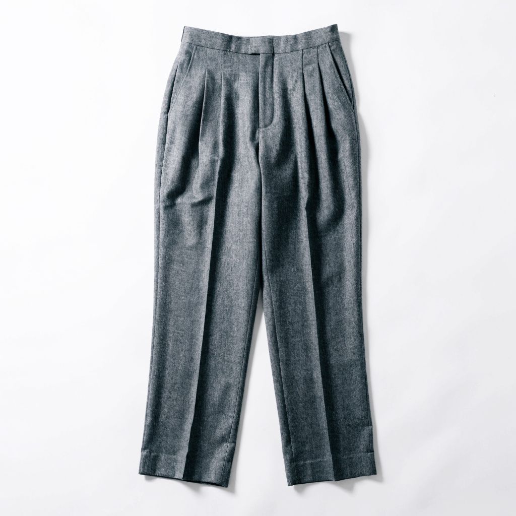 Pleated grey wool trousers