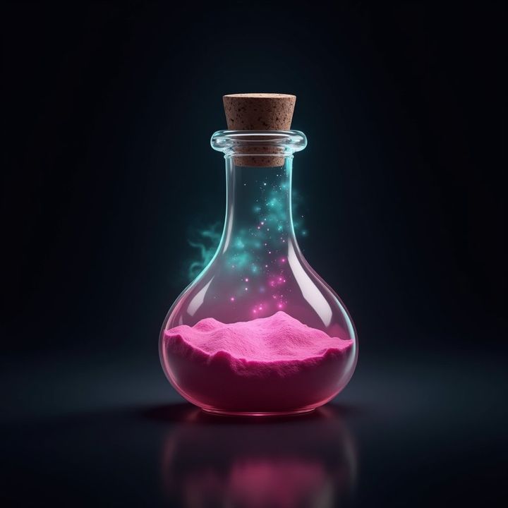 A pixel art potion bottle game asset on a black background