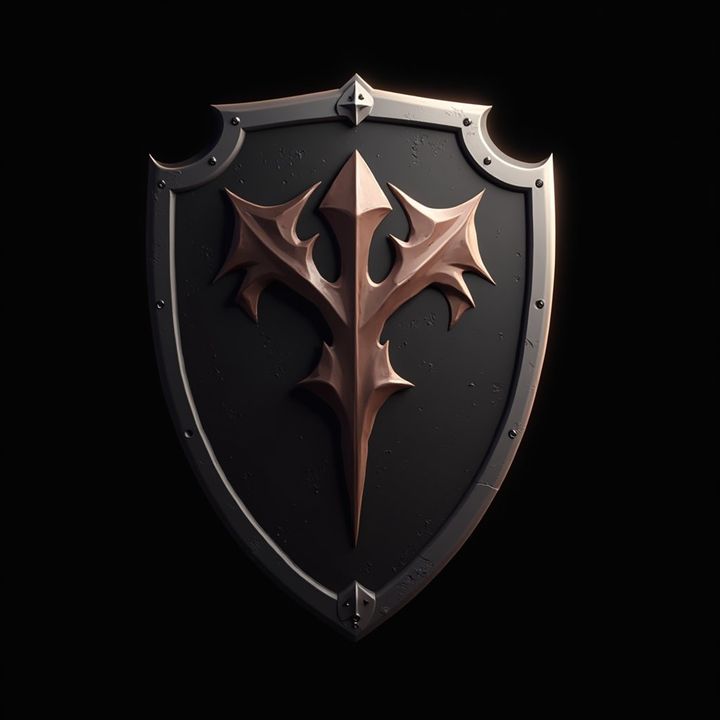 A pixel art shield game asset on a black background