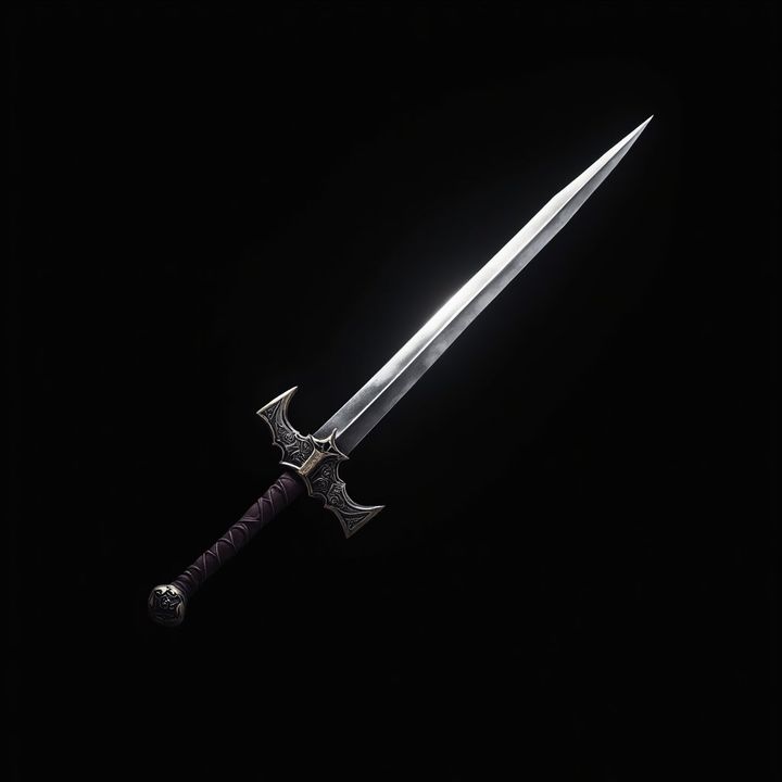 A pixel art sword game asset on a black background