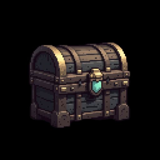 ancient jade chest, gaming asset, pixel art, pixel_art_style, black background