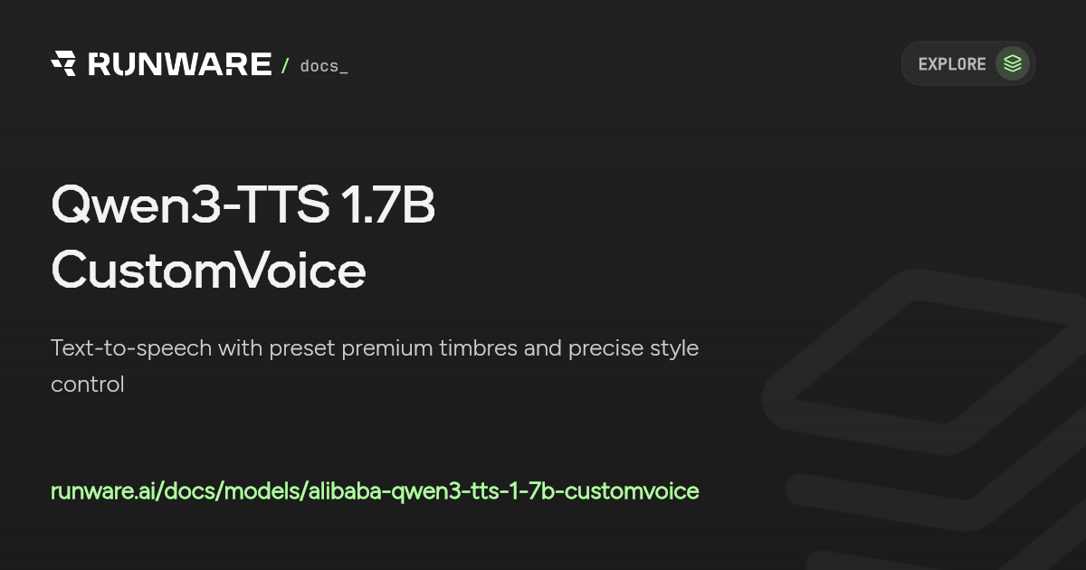 Qwen3-TTS 1.7B CustomVoice API Examples | Runware Docs