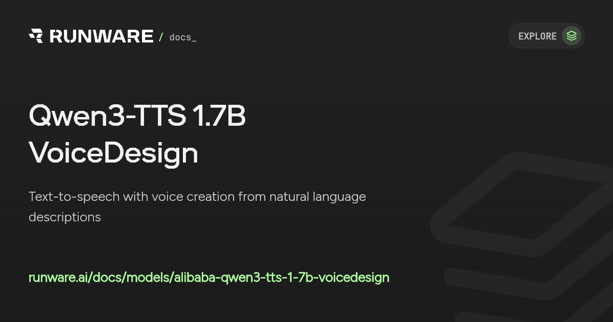 Qwen3-TTS 1.7B VoiceDesign API Examples | Runware Docs
