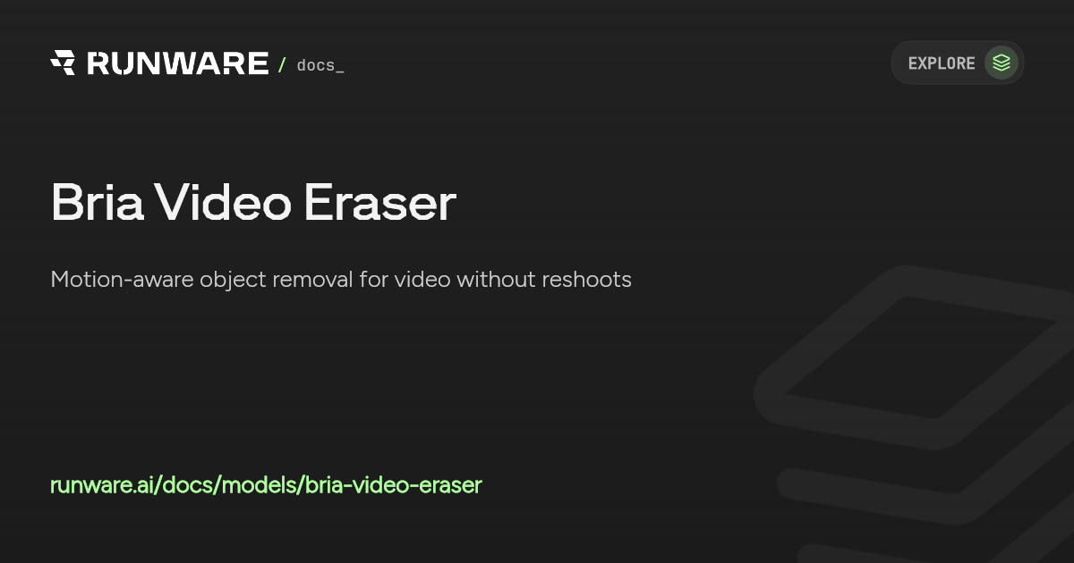 Bria Video Eraser API | Runware Docs