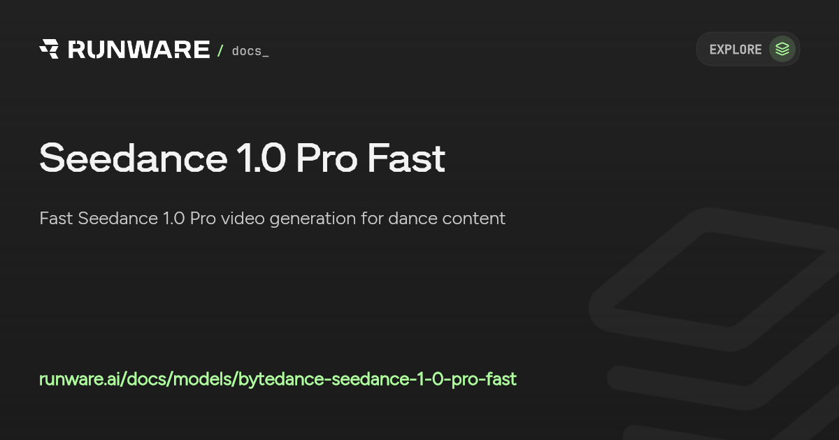 Seedance 1.0 Pro Fast API Examples | Runware Docs