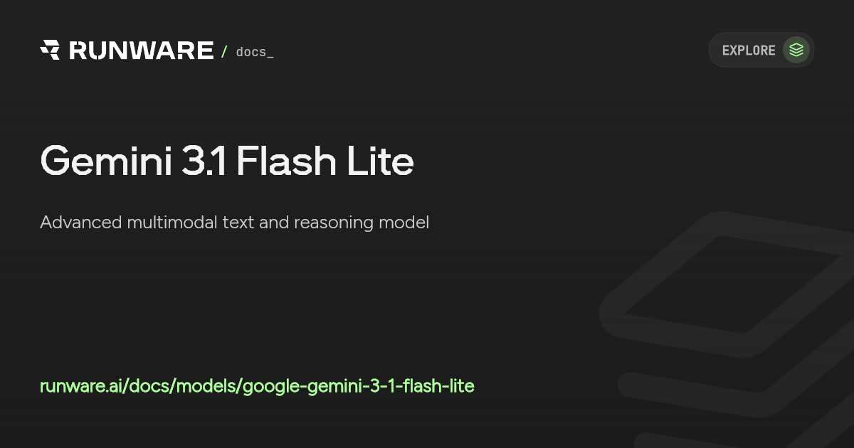 Gemini 3.1 Flash Lite API | Runware Docs