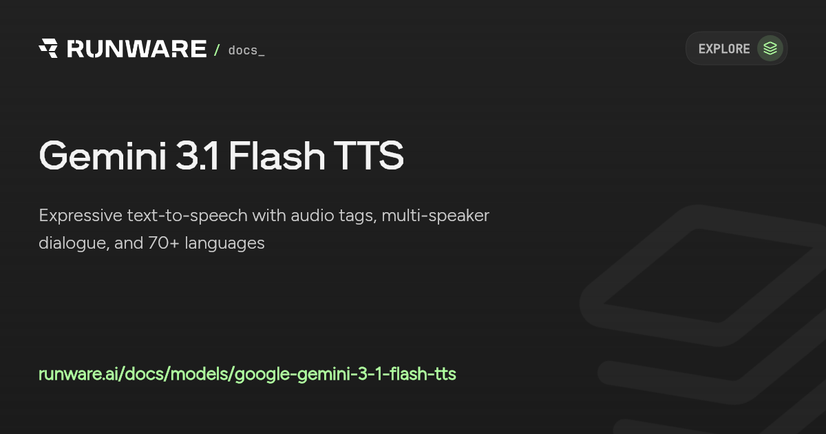 Gemini 3.1 Flash TTS API Examples | Runware Docs