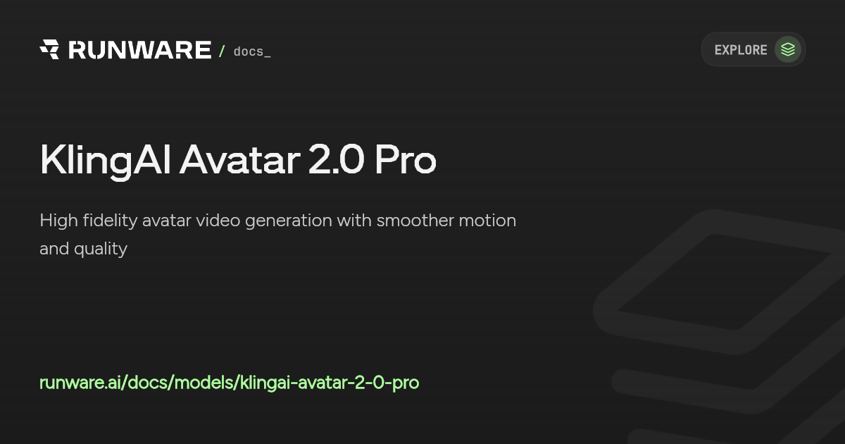 KlingAI Avatar 2.0 Pro API Examples | Runware Docs