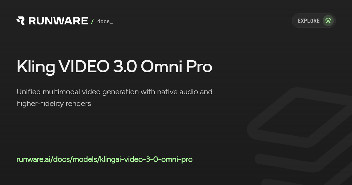 Kling VIDEO 3.0 Omni Pro API | Runware Docs