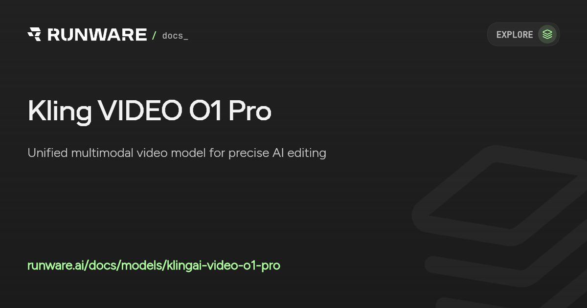 Kling VIDEO O1 Pro API | Runware Docs