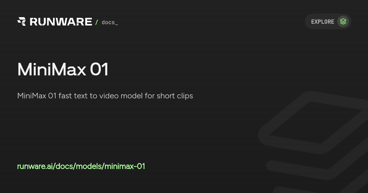 MiniMax 01 API | Runware Docs