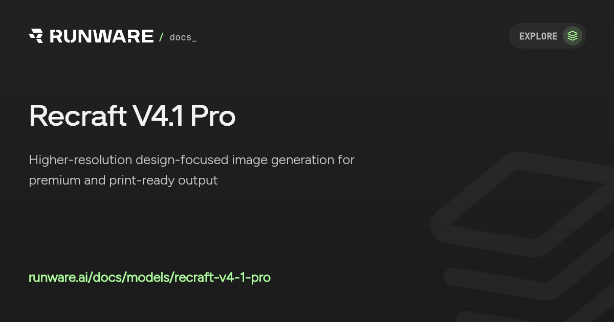 Recraft V4.1 Pro API | Runware Docs