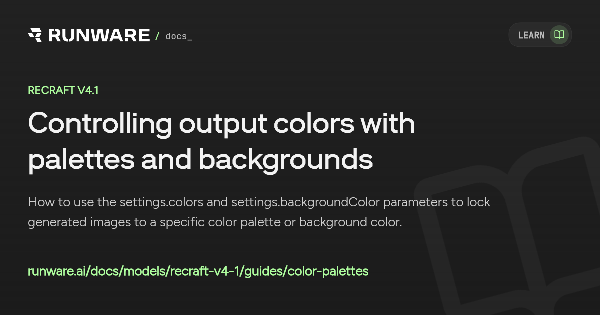 Controlling output colors with palettes and backgrounds — Recraft V4.1 ...
