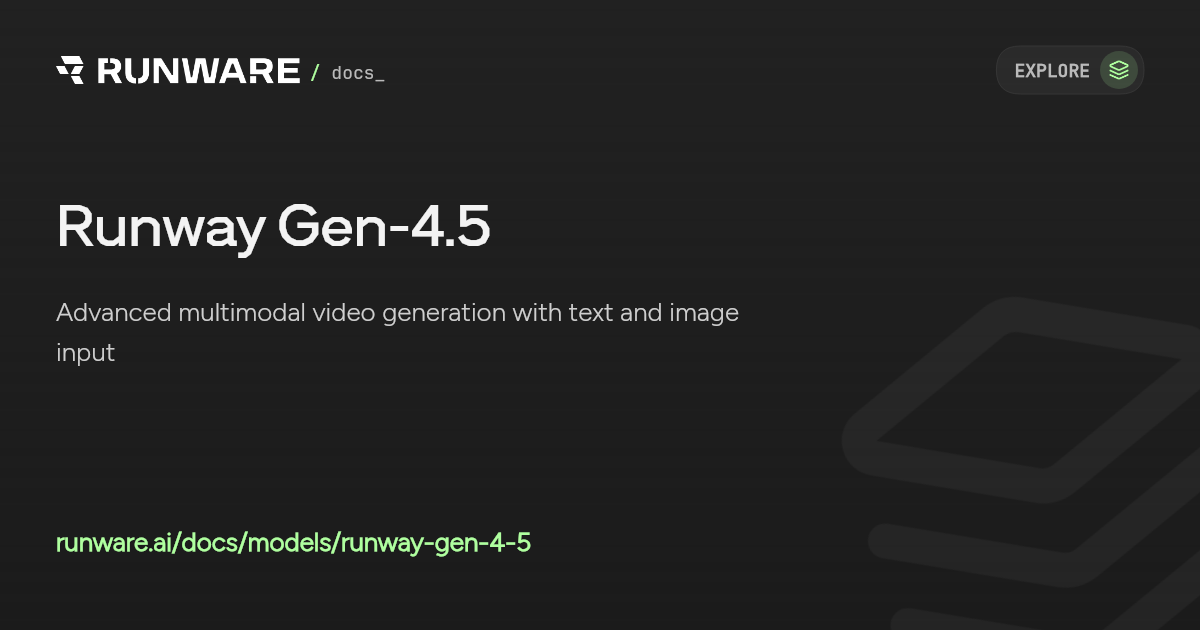 Runway Gen-4.5 API | Runware Docs