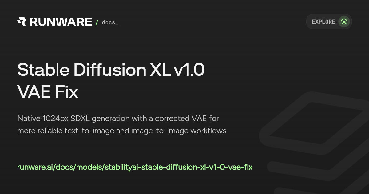 Stable Diffusion XL v1.0 VAE Fix API Examples | Runware Docs