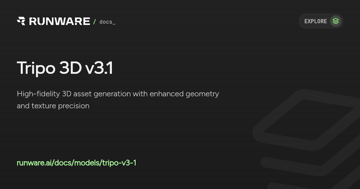 Tripo 3D v3.1 API Examples | Runware Docs