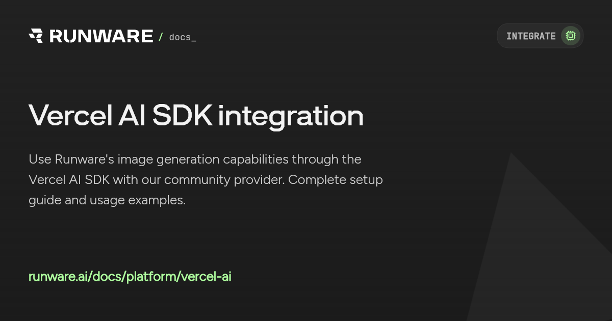 Vercel AI SDK integration | Runware Docs