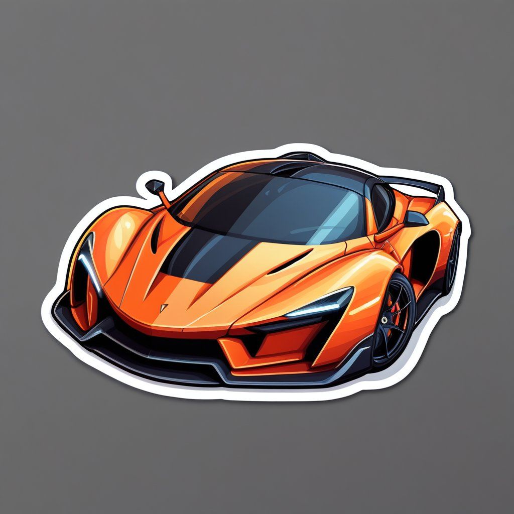 A supercar rendered as a cute sticker