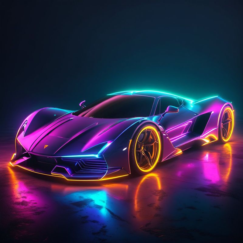 A supercar with glowing neon outlines