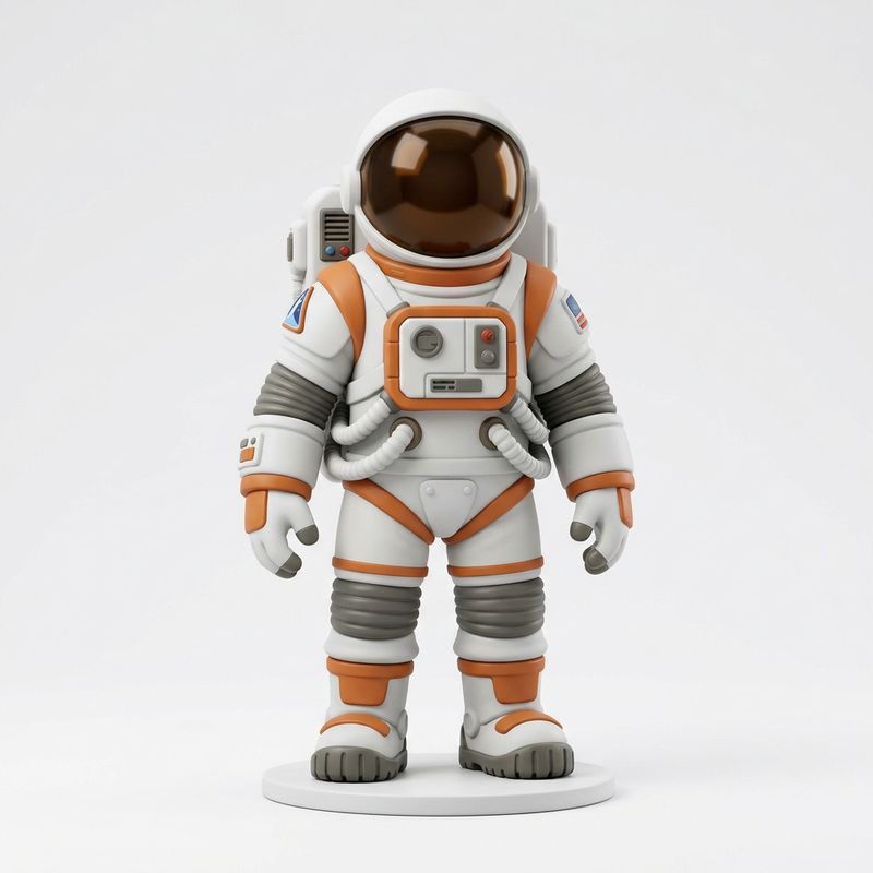 A stylized astronaut character seen from the front