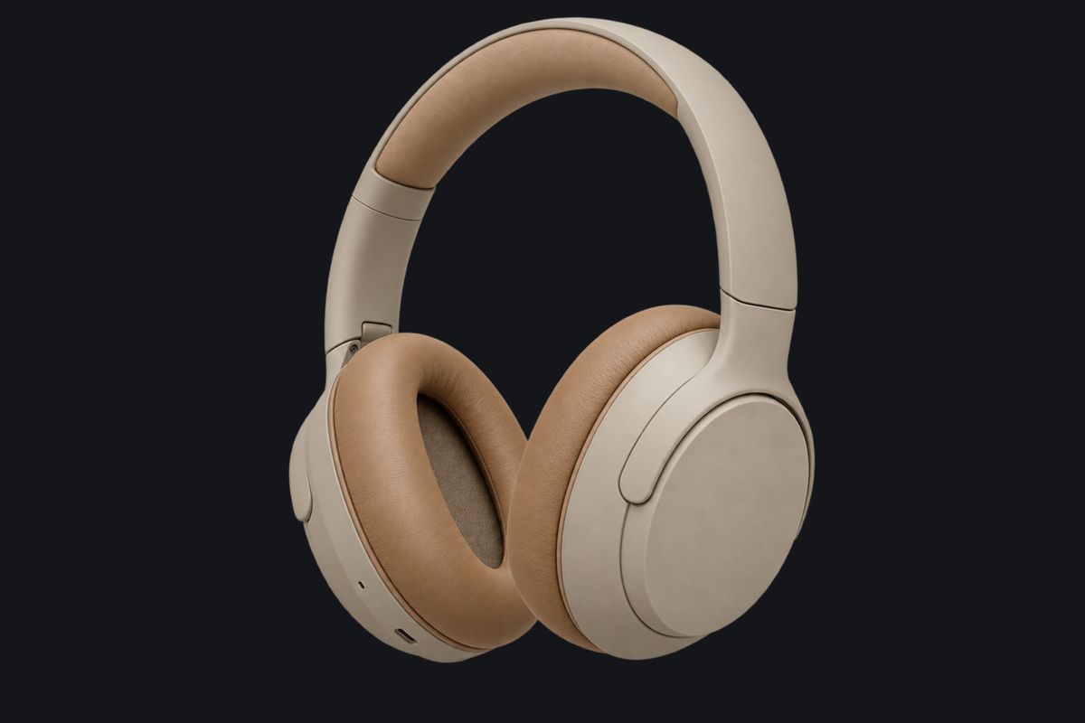 The same headphones cut-out placed on a plain near-black background, its edges still clean against the dark