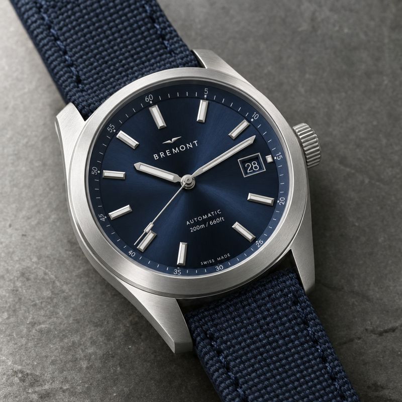 A final take, the watch angled with its strap crossing the upper right of the frame