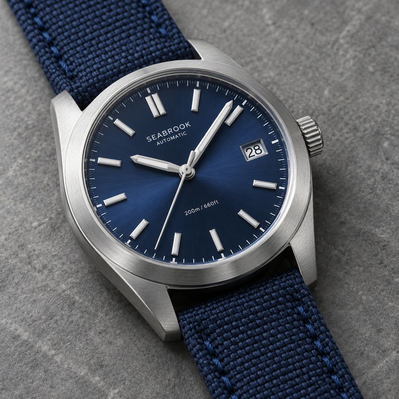 A different take on the same brief, the watch turned further towards the camera