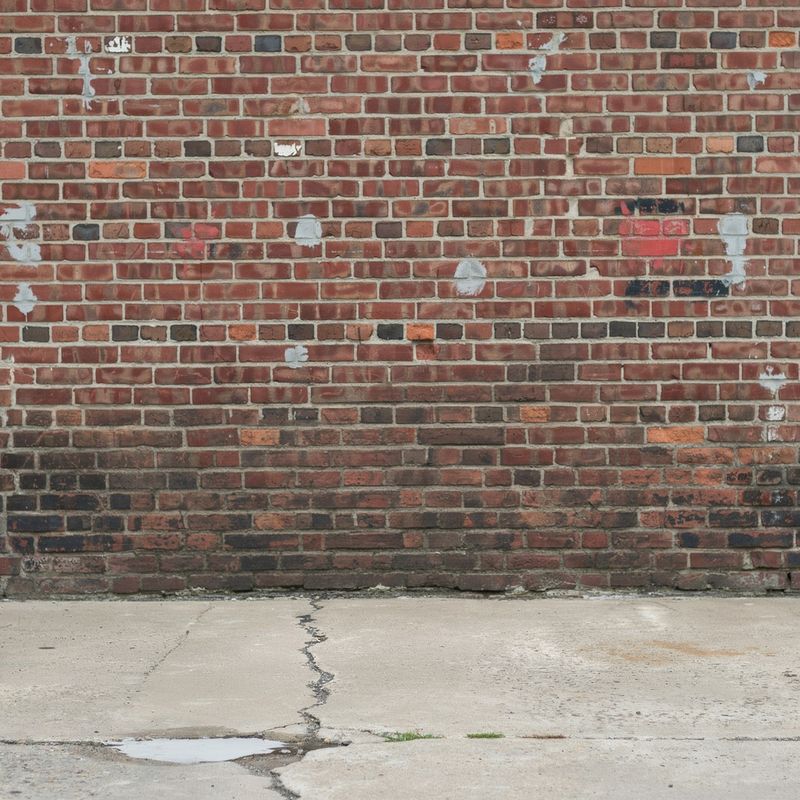 The same brick wall with the motorcycle gone and the brickwork rebuilt across the gap