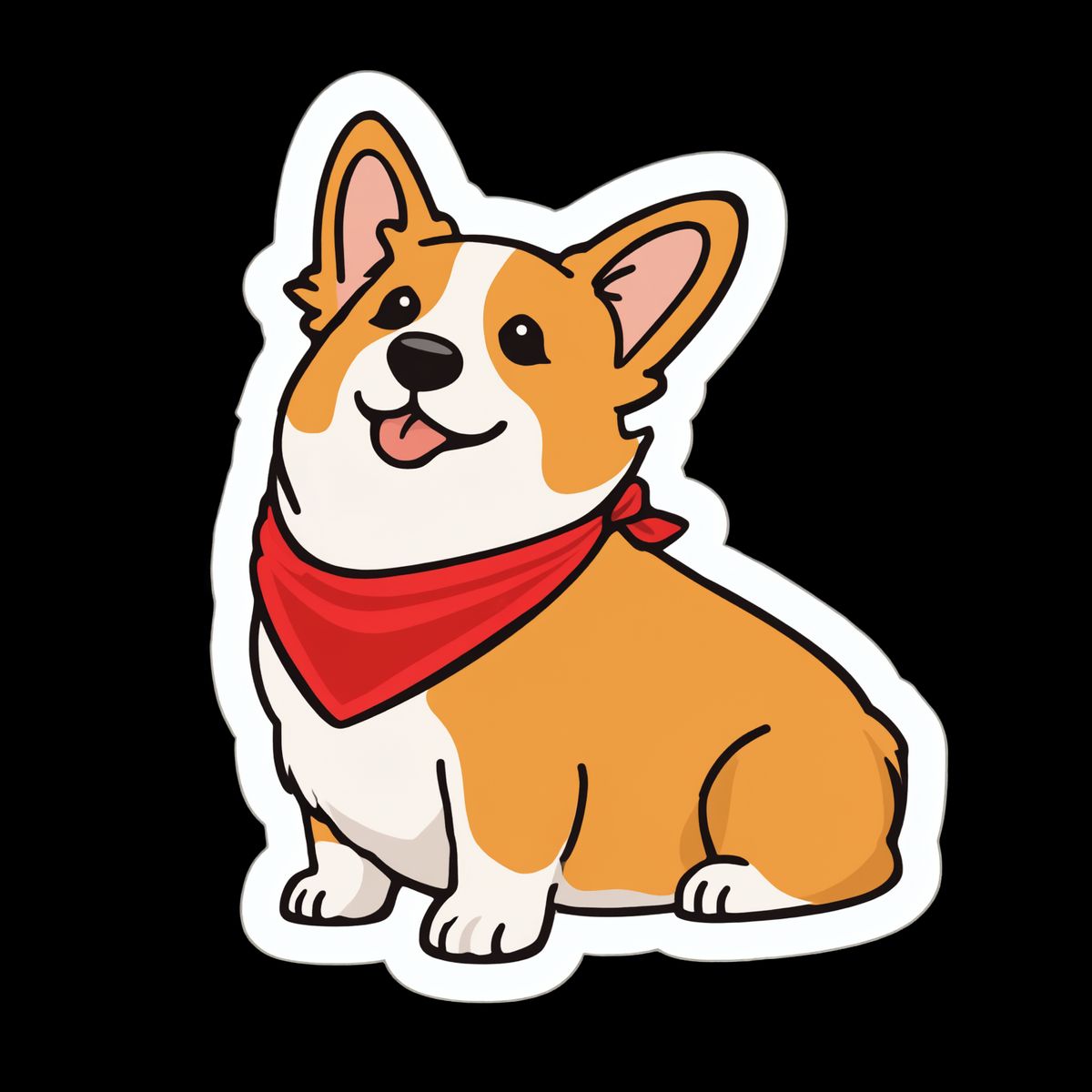 The same sticker-style corgi with its white die-cut border and no background behind it