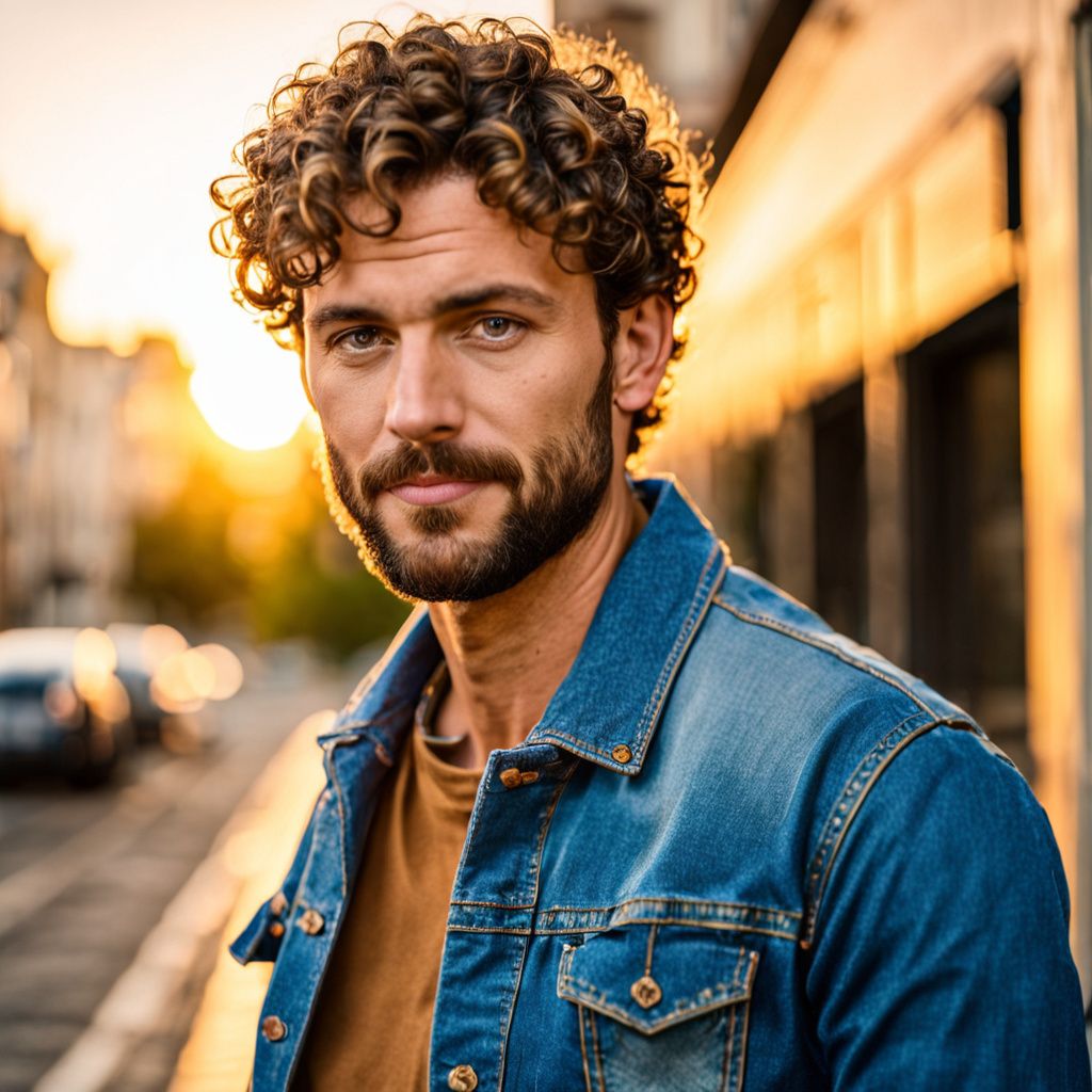 Portrait of a man in golden hour light, refiner at 70%