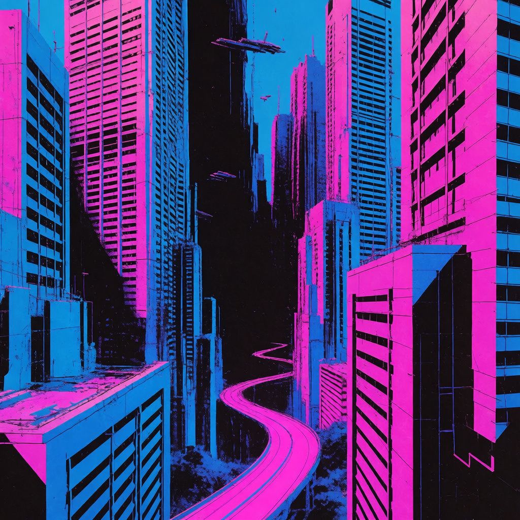 A 1980s retrowave synthwave digital art landscape with glowing neon grids and scanlines